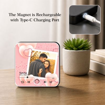 Personalized Musical Fridge Magnet Photo Frame with Rechargeable Custom Song Frame with Photo Unique Anniversary & Birthday Gift for Couples Musical Memory Frame